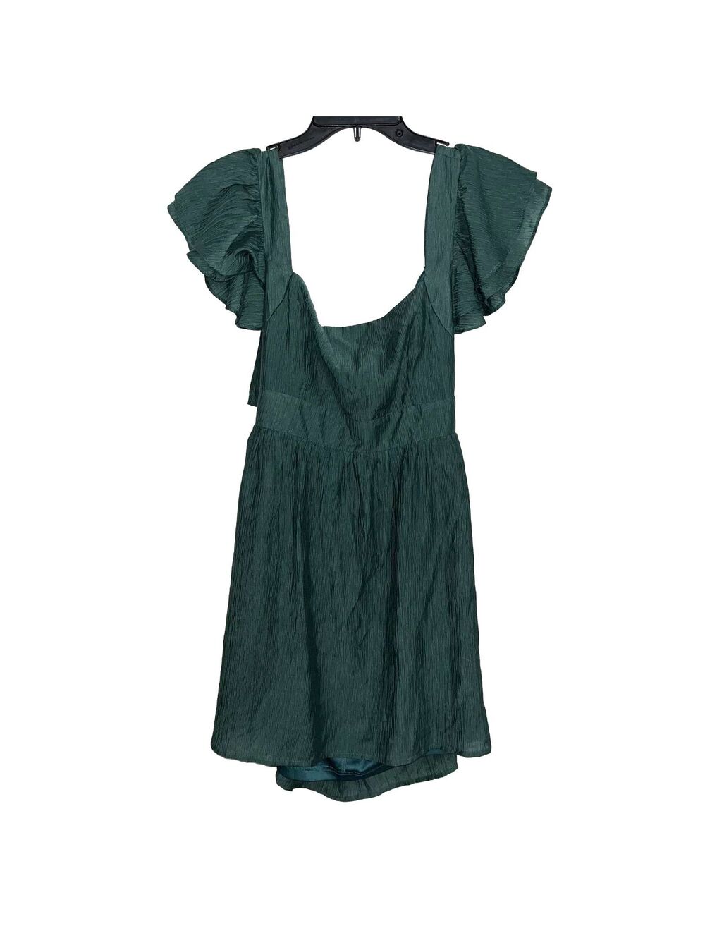 Altar’d State Dark Green Open Back Ruffle Mini Dress Size Large